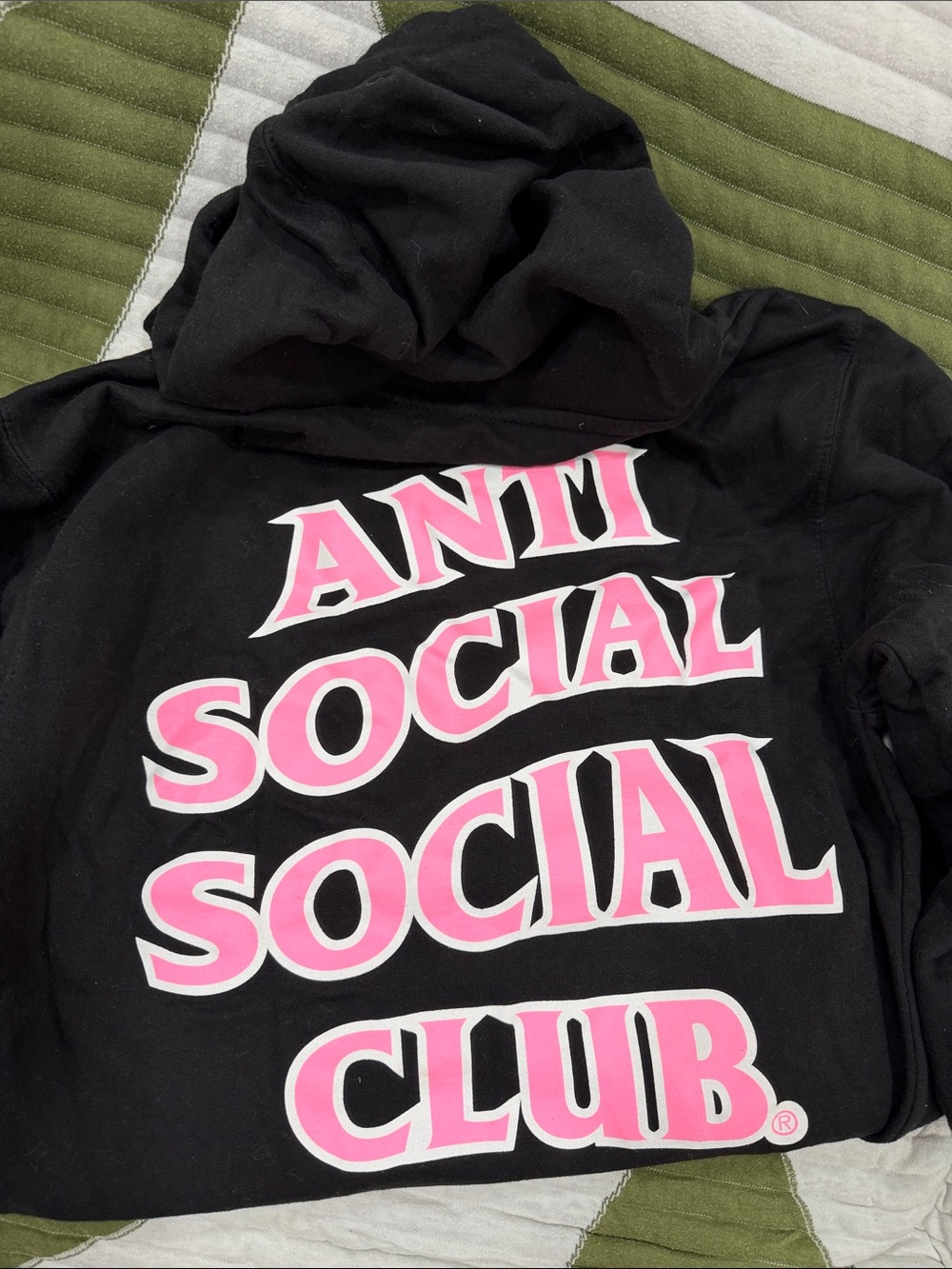 Anti Social Social Club Black Hoodie with Pink Logo Text